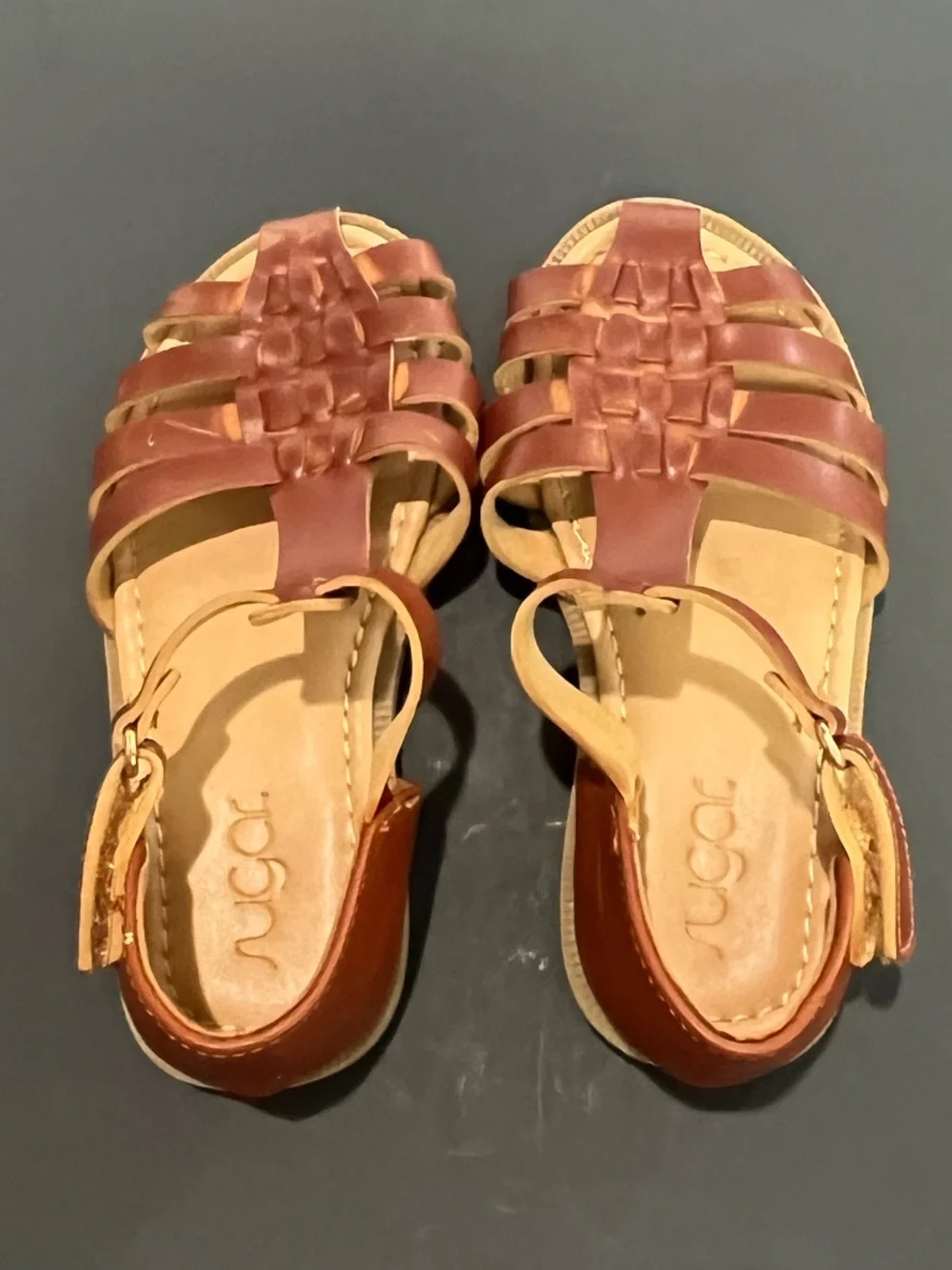 Sugar Brown Classic Fisherman Adjustable Strap Closed Toes Little Girls Sandals